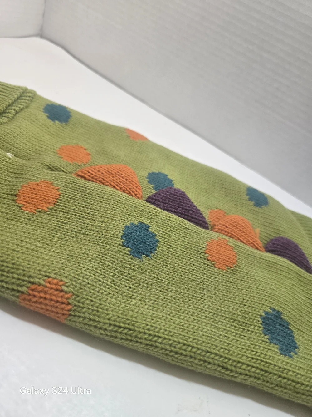 Cost Plus World Market Olive Green Knit Dog Sweater with Red Tag